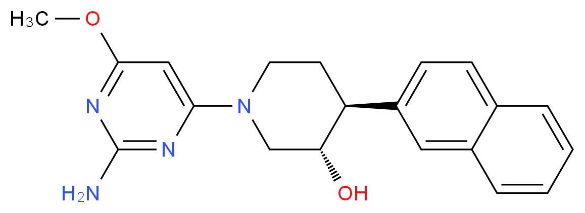 (3S*,4S*)-1-(2-amino-6-methoxypyrimidin-4-yl)-4-(2-naphthyl)piperidin-3-ol_分子结构_CAS_)