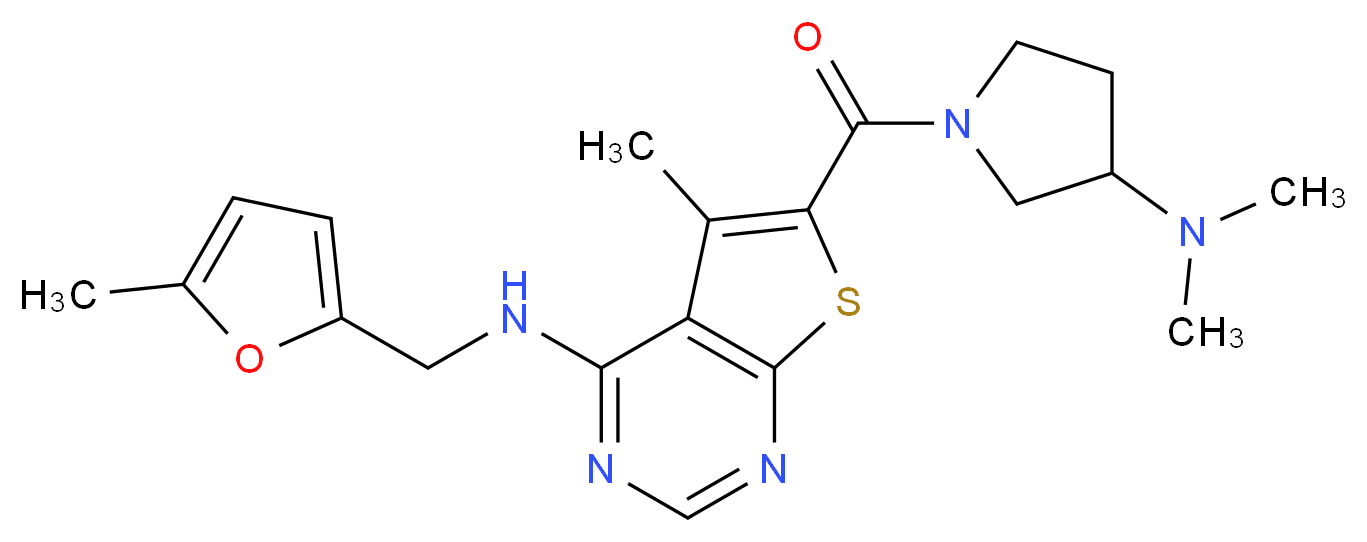 6-{[3-(dimethylamino)-1-pyrrolidinyl]carbonyl}-5-methyl-N-[(5-methyl-2-furyl)methyl]thieno[2,3-d]pyrimidin-4-amine_分子结构_CAS_)