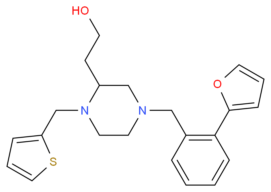 2-[4-[2-(2-furyl)benzyl]-1-(2-thienylmethyl)-2-piperazinyl]ethanol_分子结构_CAS_)