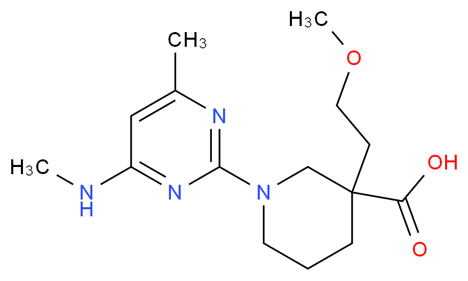 3-(2-methoxyethyl)-1-[4-methyl-6-(methylamino)-2-pyrimidinyl]-3-piperidinecarboxylic acid_分子结构_CAS_)