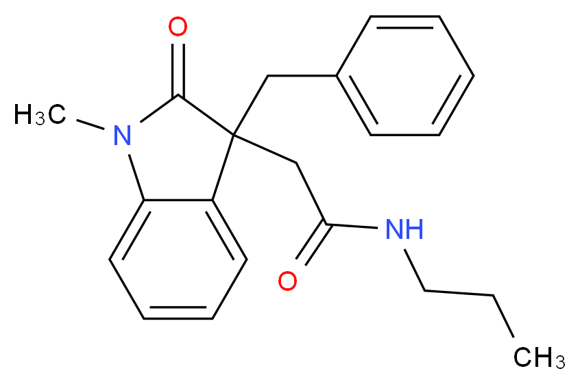 2-(3-benzyl-1-methyl-2-oxo-2,3-dihydro-1H-indol-3-yl)-N-propylacetamide_分子结构_CAS_)