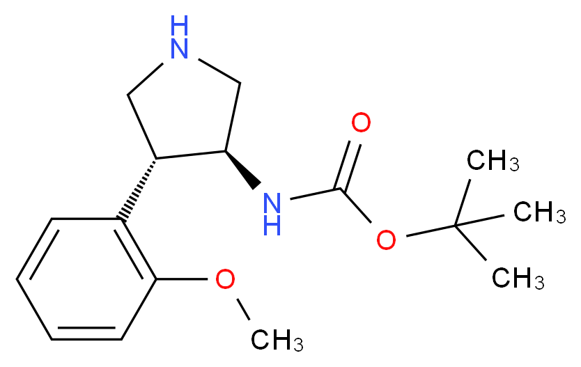 tert-butyl (3S,4R)-4-(2-methoxyphenyl)pyrrolidin-3-ylcarbamate_分子结构_CAS_154205-97-7(relative))