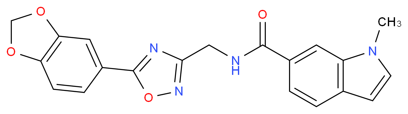 N-{[5-(1,3-benzodioxol-5-yl)-1,2,4-oxadiazol-3-yl]methyl}-1-methyl-1H-indole-6-carboxamide_分子结构_CAS_)
