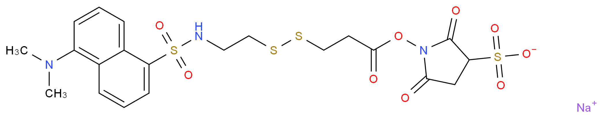 2-(Dansylsulfonamido)ethyl-3-(N-sulfosuccinimidylcarboxy)ethyl Disulfide, Sodium Salt_分子结构_CAS_1024168-37-3)