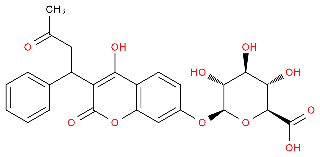 (2S,3S,4S,5R,6S)-3,4,5-trihydroxy-6-{[4-hydroxy-2-oxo-3-(3-oxo-1-phenylbutyl)-2H-chromen-7-yl]oxy}oxane-2-carboxylic acid_分子结构_CAS_24579-17-7