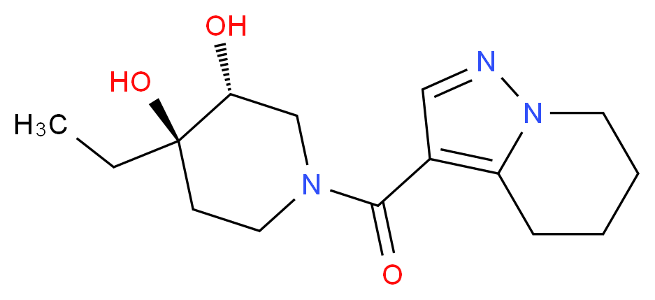 (3R*,4R*)-4-ethyl-1-(4,5,6,7-tetrahydropyrazolo[1,5-a]pyridin-3-ylcarbonyl)piperidine-3,4-diol_分子结构_CAS_)