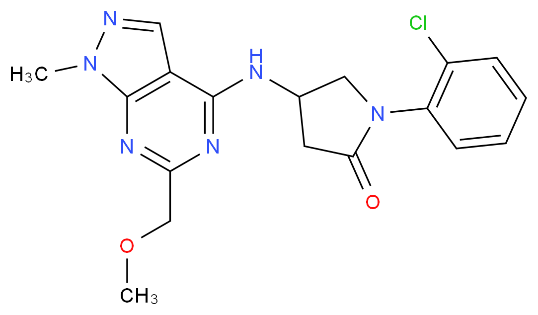 1-(2-chlorophenyl)-4-{[6-(methoxymethyl)-1-methyl-1H-pyrazolo[3,4-d]pyrimidin-4-yl]amino}pyrrolidin-2-one_分子结构_CAS_)