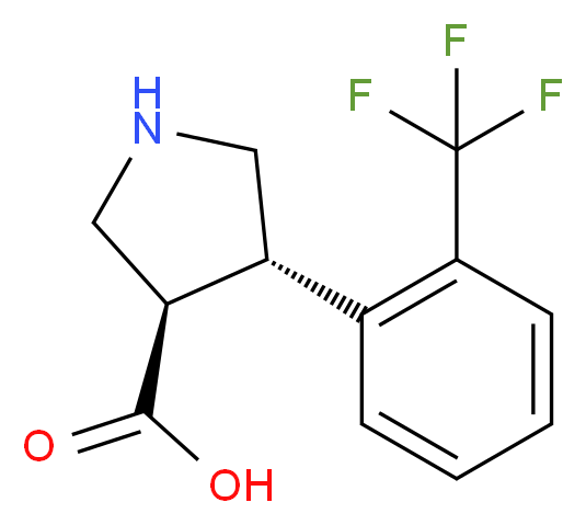 (3R,4S)-4-[2-(trifluoromethyl)phenyl]pyrrolidine-3-carboxylic acid_分子结构_CAS_1260611-20-8