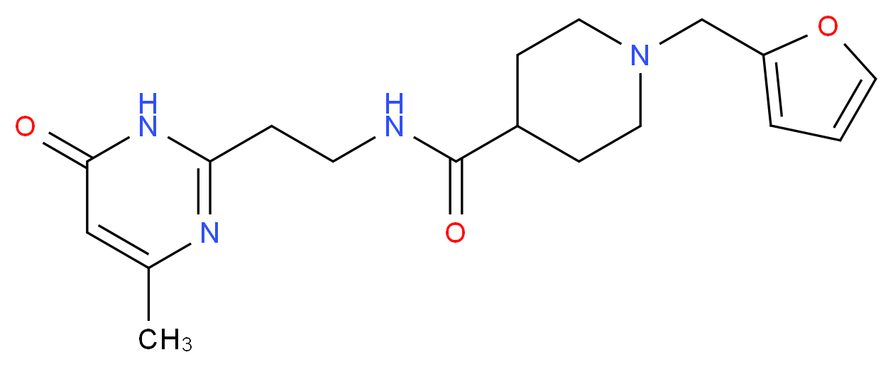 1-(2-furylmethyl)-N-[2-(4-methyl-6-oxo-1,6-dihydro-2-pyrimidinyl)ethyl]-4-piperidinecarboxamide_分子结构_CAS_)