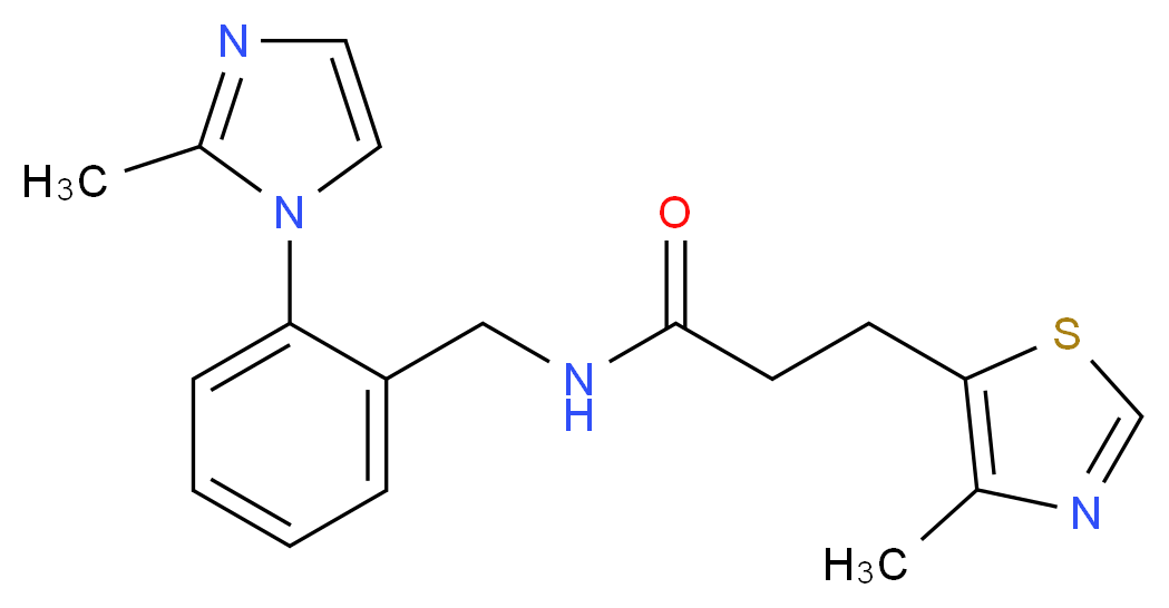 N-[2-(2-methyl-1H-imidazol-1-yl)benzyl]-3-(4-methyl-1,3-thiazol-5-yl)propanamide_分子结构_CAS_)