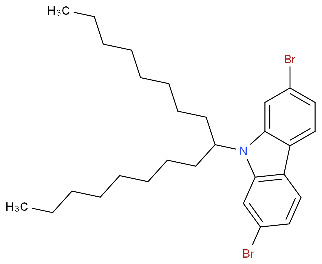 2,7-dibromo-9-(heptadecan-9-yl)-9H-carbazole_分子结构_CAS_955964-73-5