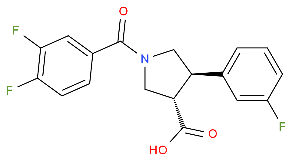 (3S*,4R*)-1-(3,4-difluorobenzoyl)-4-(3-fluorophenyl)pyrrolidine-3-carboxylic acid_分子结构_CAS_)