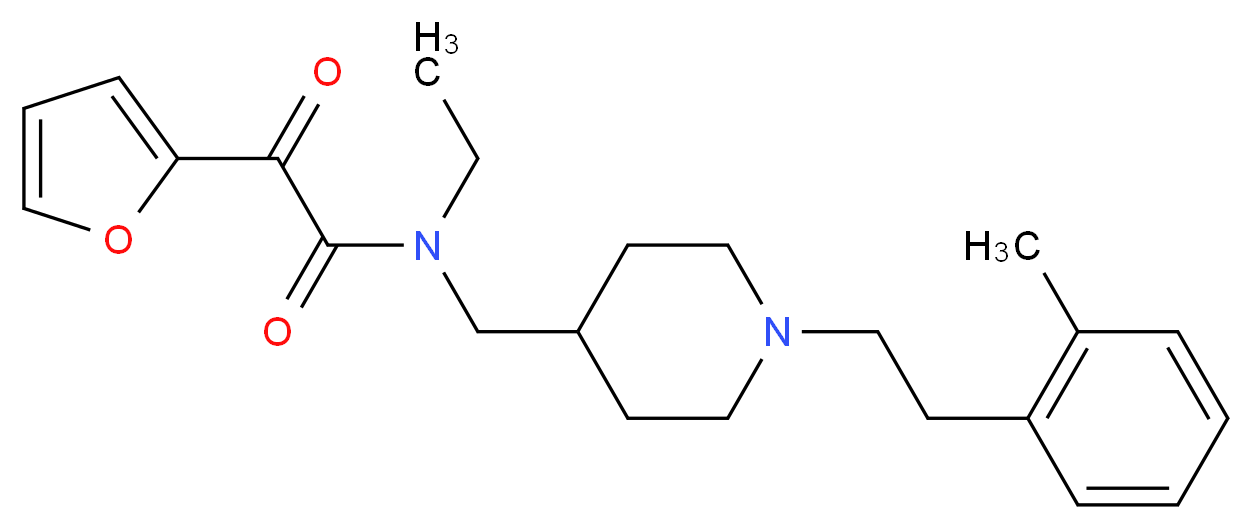 N-ethyl-2-(2-furyl)-N-({1-[2-(2-methylphenyl)ethyl]-4-piperidinyl}methyl)-2-oxoacetamide_分子结构_CAS_)