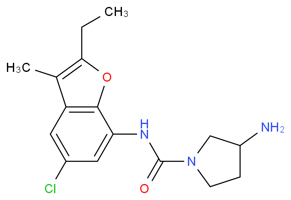 3-amino-N-(5-chloro-2-ethyl-3-methyl-1-benzofuran-7-yl)pyrrolidine-1-carboxamide_分子结构_CAS_)