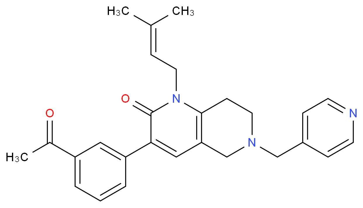 3-(3-acetylphenyl)-1-(3-methyl-2-buten-1-yl)-6-(4-pyridinylmethyl)-5,6,7,8-tetrahydro-1,6-naphthyridin-2(1H)-one_分子结构_CAS_)