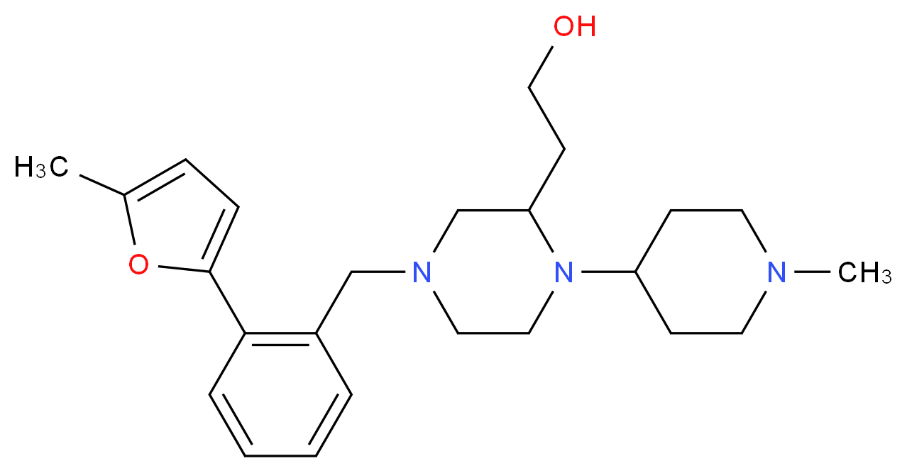 2-[4-[2-(5-methyl-2-furyl)benzyl]-1-(1-methyl-4-piperidinyl)-2-piperazinyl]ethanol_分子结构_CAS_)