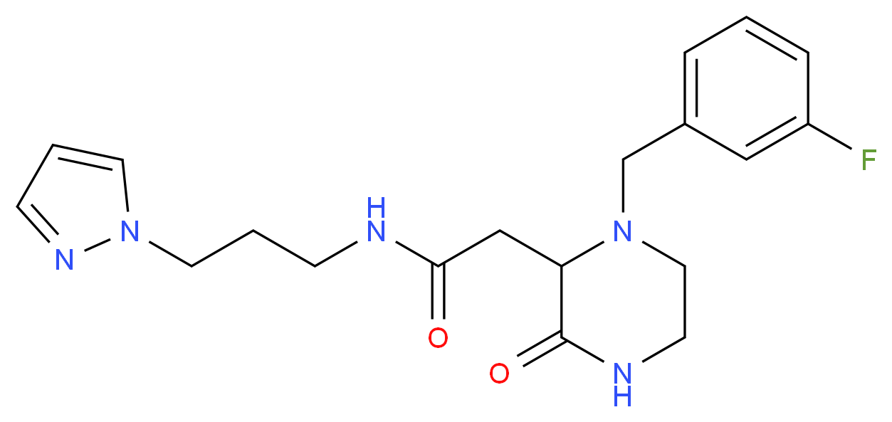 2-[1-(3-fluorobenzyl)-3-oxo-2-piperazinyl]-N-[3-(1H-pyrazol-1-yl)propyl]acetamide_分子结构_CAS_)