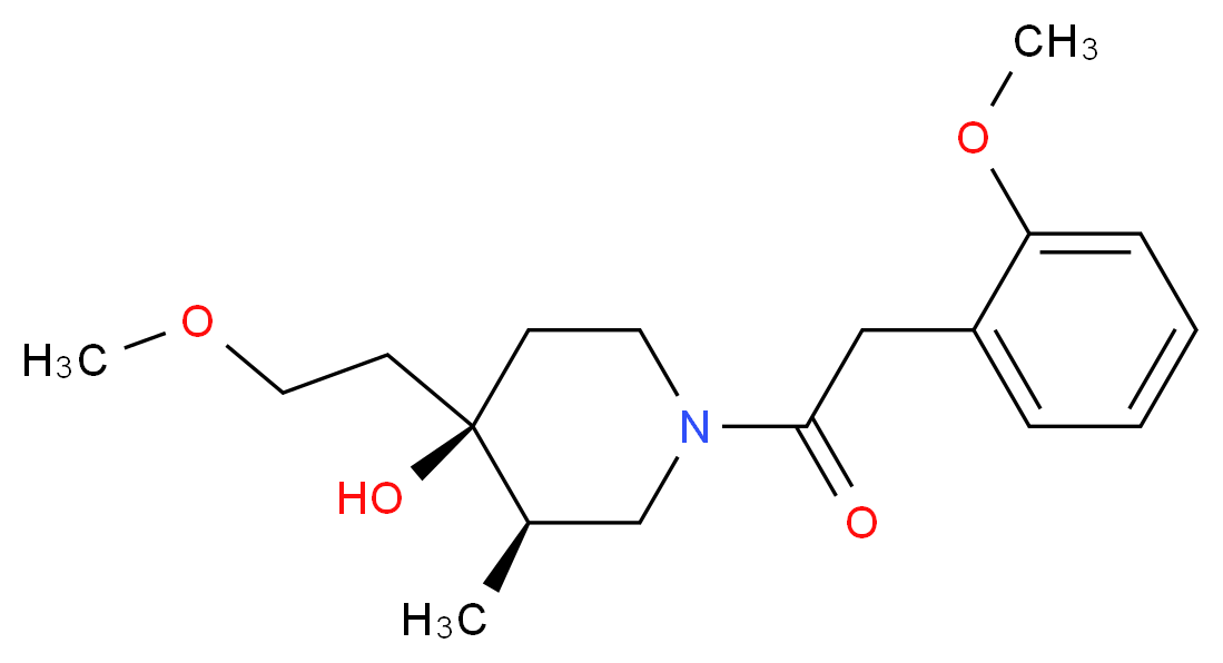(3R*,4R*)-4-(2-methoxyethyl)-1-[(2-methoxyphenyl)acetyl]-3-methyl-4-piperidinol_分子结构_CAS_)