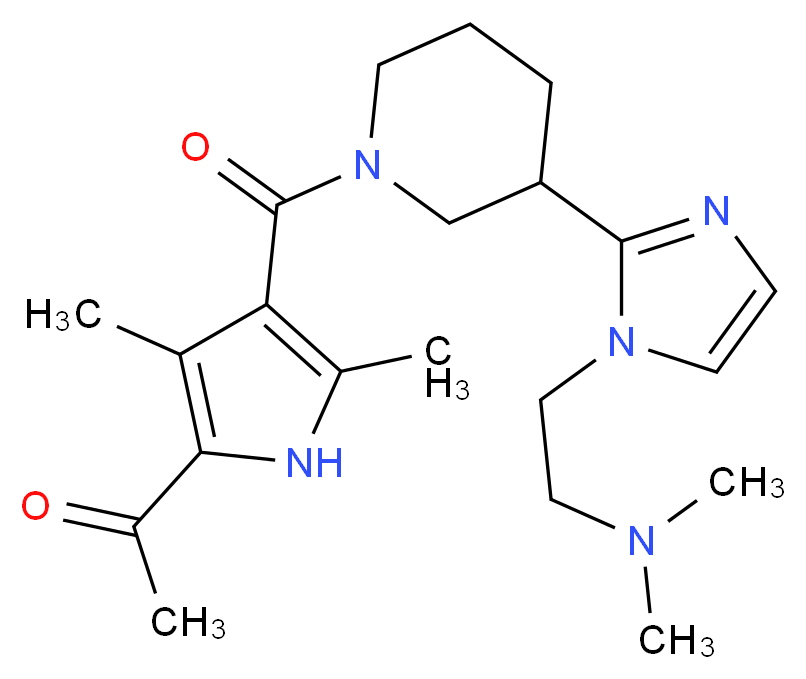 1-{4-[(3-{1-[2-(dimethylamino)ethyl]-1H-imidazol-2-yl}piperidin-1-yl)carbonyl]-3,5-dimethyl-1H-pyrrol-2-yl}ethanone_分子结构_CAS_)