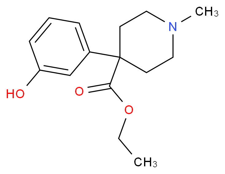 ethyl 4-(3-hydroxyphenyl)-1-methylpiperidine-4-carboxylate_分子结构_CAS_468-56-4