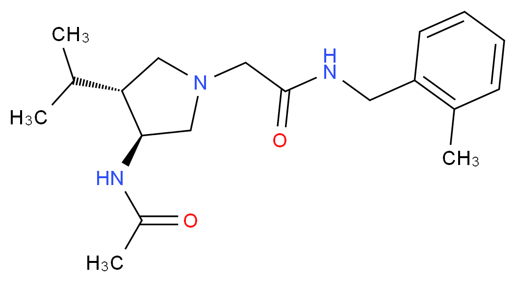 2-[(3S*,4R*)-3-(acetylamino)-4-isopropylpyrrolidin-1-yl]-N-(2-methylbenzyl)acetamide_分子结构_CAS_)