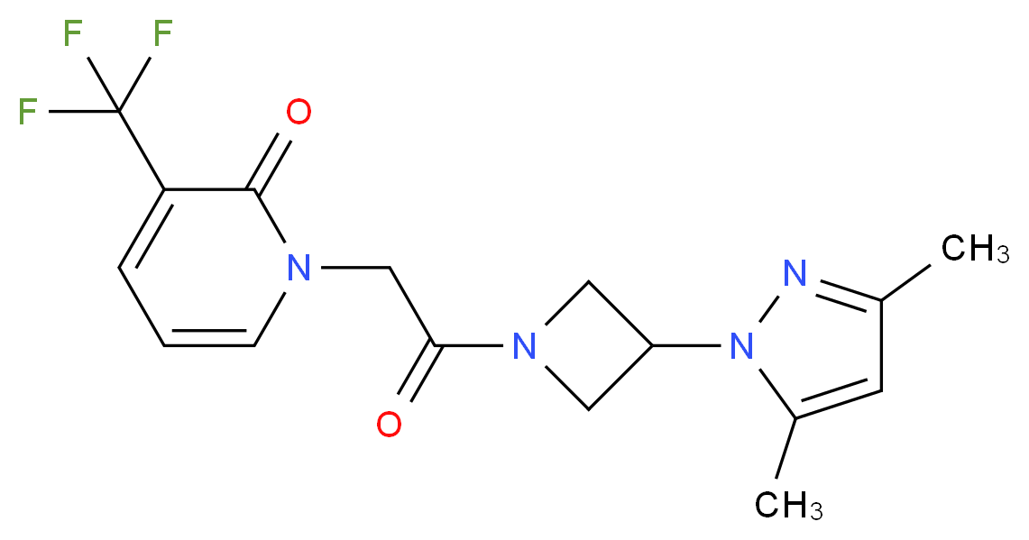 1-{2-[3-(3,5-dimethyl-1H-pyrazol-1-yl)azetidin-1-yl]-2-oxoethyl}-3-(trifluoromethyl)pyridin-2(1H)-one_分子结构_CAS_)
