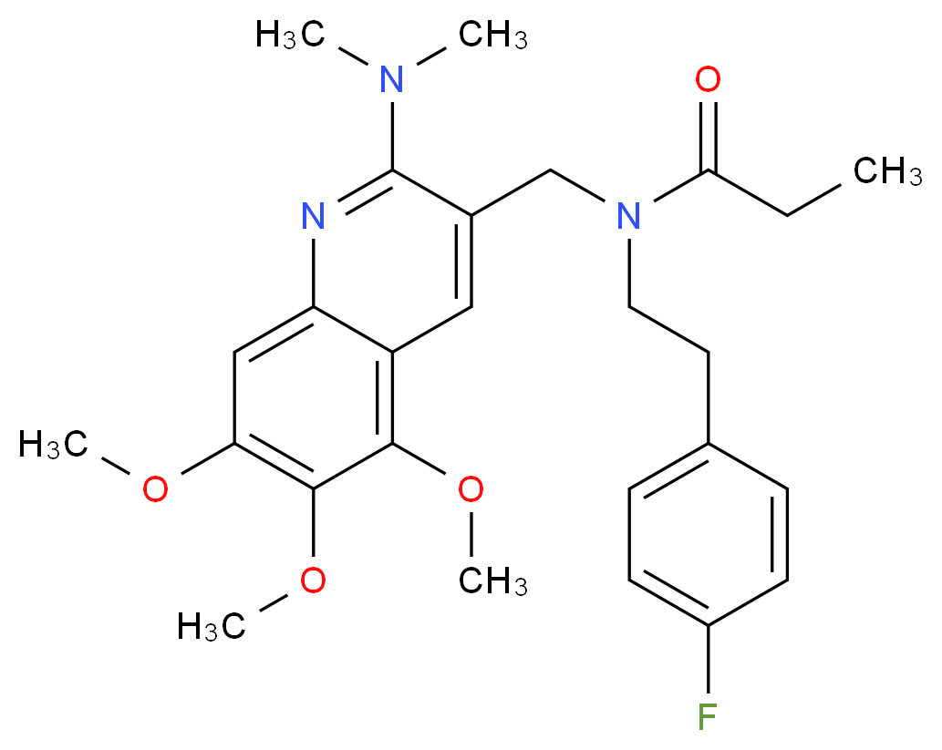 N-{[2-(dimethylamino)-5,6,7-trimethoxy-3-quinolinyl]methyl}-N-[2-(4-fluorophenyl)ethyl]propanamide_分子结构_CAS_)
