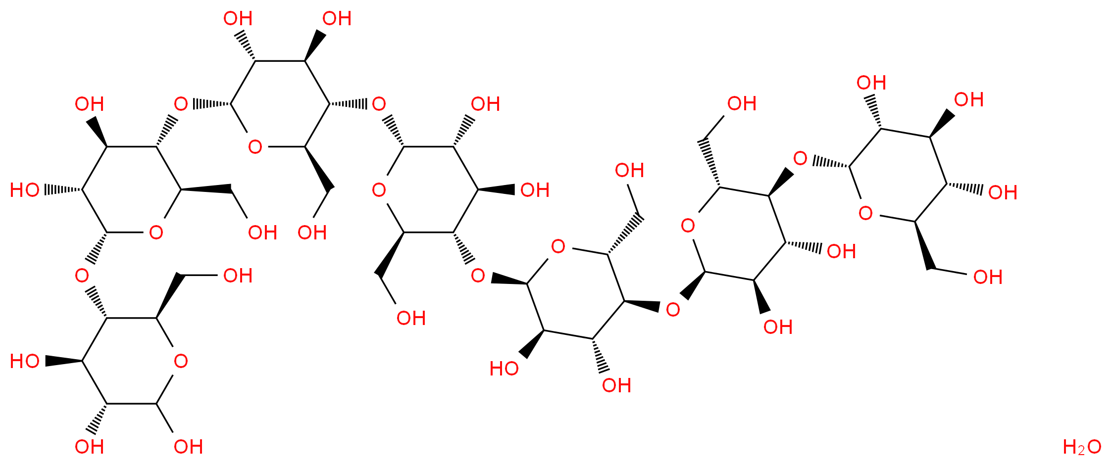 (2R,3R,4S,5S,6R)-2-{[(2R,3S,4R,5R,6R)-6-{[(2R,3S,4R,5R,6R)-6-{[(2R,3S,4R,5R,6R)-6-{[(2R,3S,4R,5R,6R)-6-{[(2R,3S,4R,5R,6R)-4,5-dihydroxy-2-(hydroxymethyl)-6-{[(2R,3S,4R,5R)-4,5,6-trihydroxy-2-(hydroxymethyl)oxan-3-yl]oxy}oxan-3-yl]oxy}-4,5-dihydroxy-2-(hydroxymethyl)oxan-3-yl]oxy}-4,5-dihydroxy-2-(hydroxymethyl)oxan-3-yl]oxy}-4,5-dihydroxy-2-(hydroxymethyl)oxan-3-yl]oxy}-4,5-dihydroxy-2-(hydroxymethyl)oxan-3-yl]oxy}-6-(hydroxymethyl)oxane-3,4,5-triol hydrate_分子结构_CAS_207511-07-7