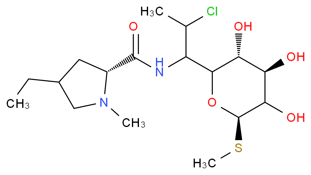 (2R)-N-{2-chloro-1-[(3R,4R,6R)-3,4,5-trihydroxy-6-(methylsulfanyl)oxan-2-yl]propyl}-4-ethyl-1-methylpyrrolidine-2-carboxamide_分子结构_CAS_18323-43-8