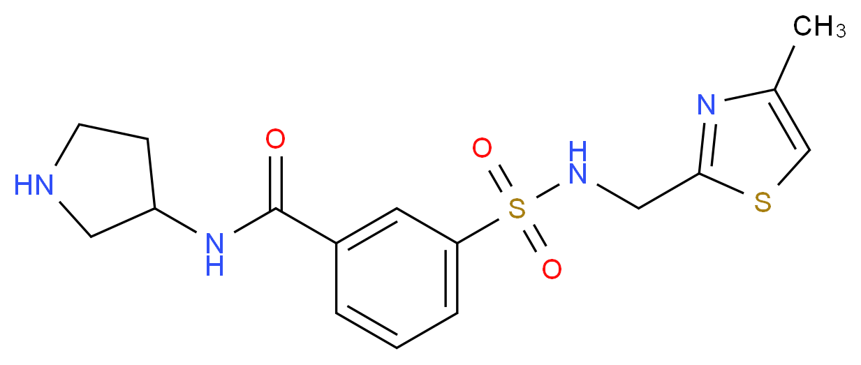 3-({[(4-methyl-1,3-thiazol-2-yl)methyl]amino}sulfonyl)-N-pyrrolidin-3-ylbenzamide_分子结构_CAS_)