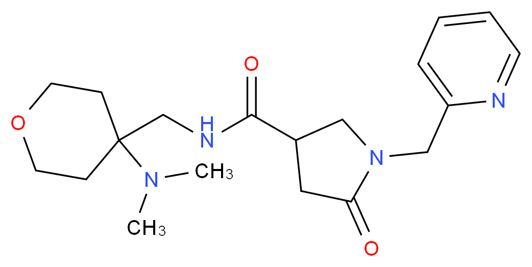 N-{[4-(dimethylamino)tetrahydro-2H-pyran-4-yl]methyl}-5-oxo-1-(2-pyridinylmethyl)-3-pyrrolidinecarboxamide_分子结构_CAS_)