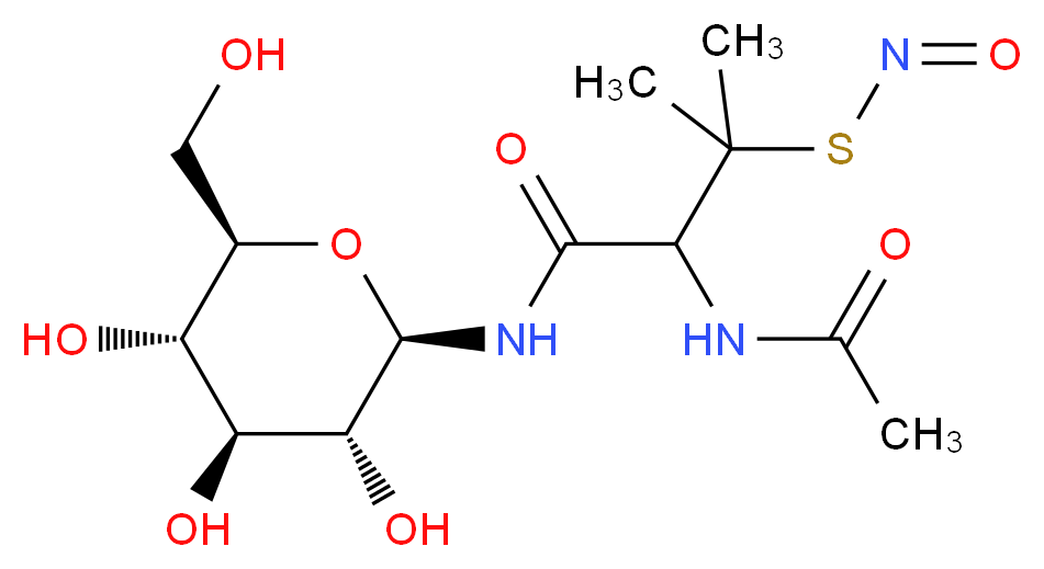 2-acetamido-3-methyl-3-(nitrososulfanyl)-N-[(2R,3R,4S,5S,6R)-3,4,5-trihydroxy-6-(hydroxymethyl)oxan-2-yl]butanamide_分子结构_CAS_214193-25-6