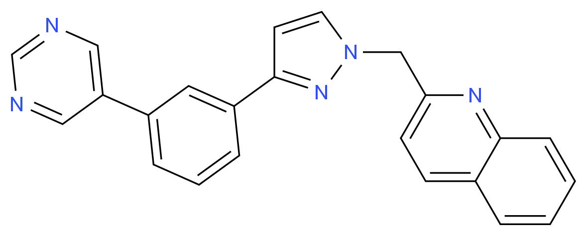 2-({3-[3-(5-pyrimidinyl)phenyl]-1H-pyrazol-1-yl}methyl)quinoline_分子结构_CAS_)