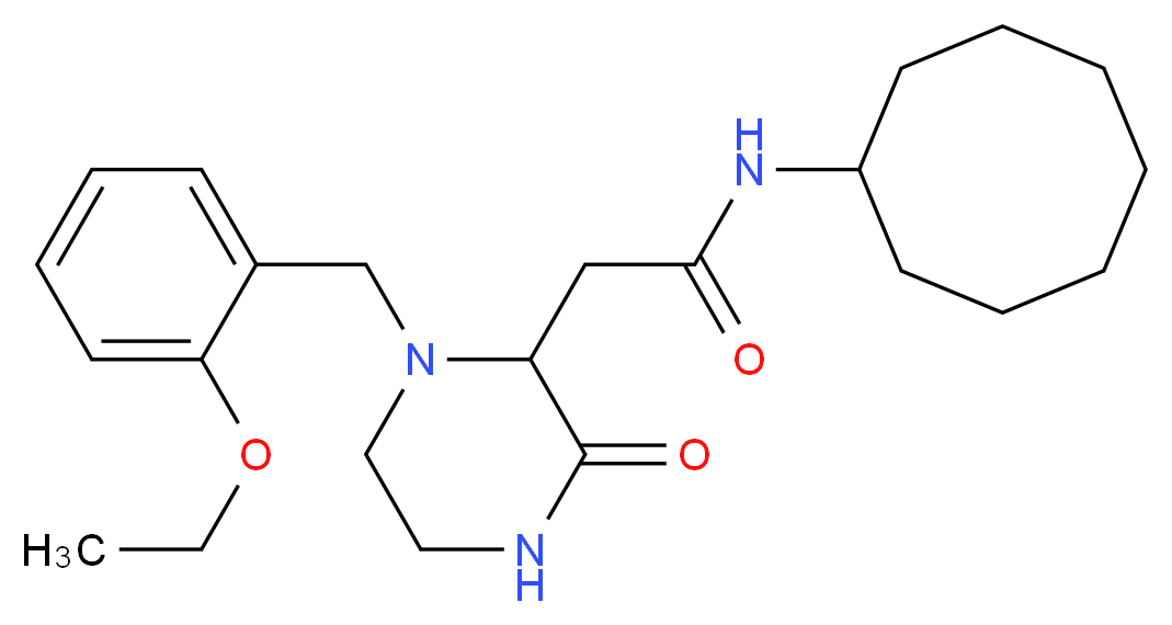 N-cyclooctyl-2-[1-(2-ethoxybenzyl)-3-oxo-2-piperazinyl]acetamide_分子结构_CAS_)