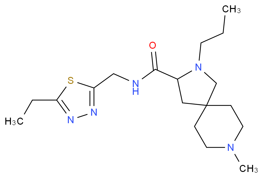 N-[(5-ethyl-1,3,4-thiadiazol-2-yl)methyl]-8-methyl-2-propyl-2,8-diazaspiro[4.5]decane-3-carboxamide_分子结构_CAS_)