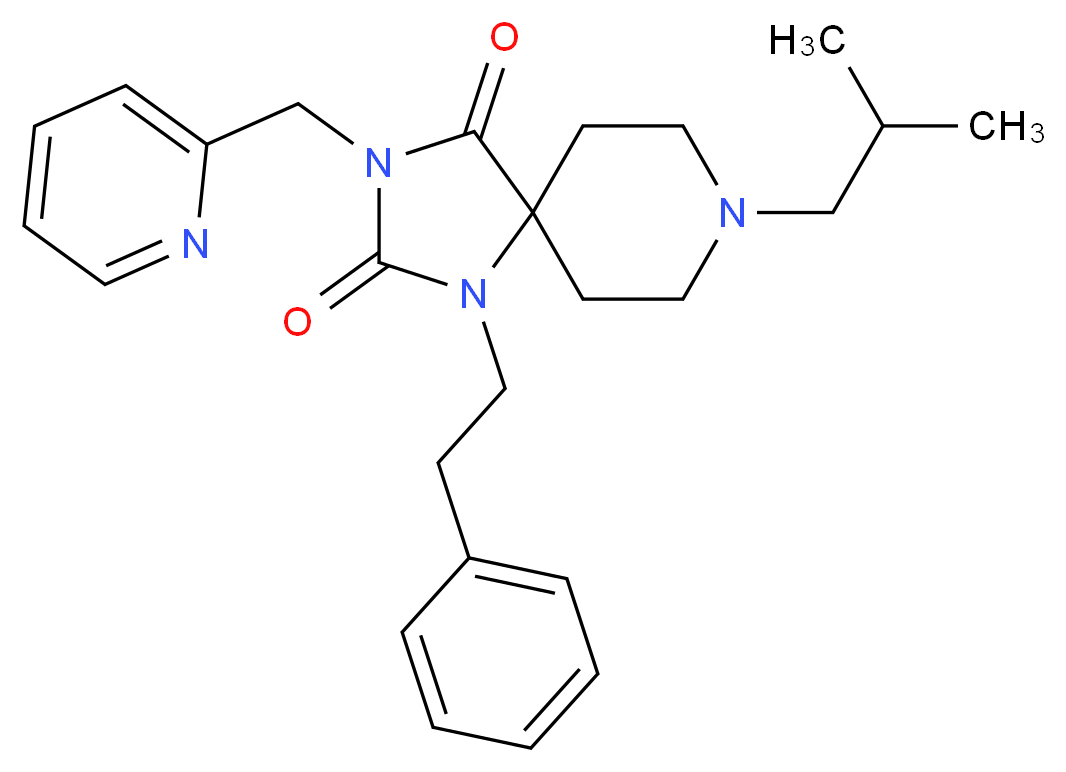 8-isobutyl-1-(2-phenylethyl)-3-(2-pyridinylmethyl)-1,3,8-triazaspiro[4.5]decane-2,4-dione_分子结构_CAS_)