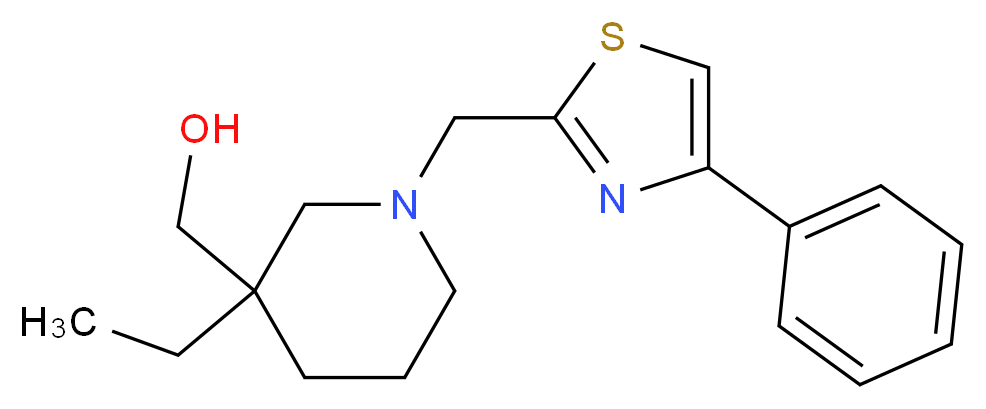 {3-ethyl-1-[(4-phenyl-1,3-thiazol-2-yl)methyl]piperidin-3-yl}methanol_分子结构_CAS_)
