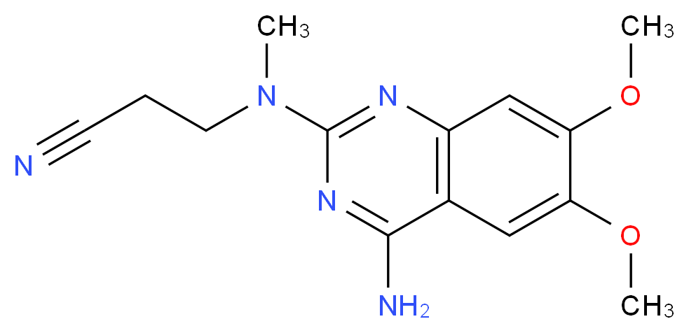 3-[(4-amino-6,7-dimethoxyquinazolin-2-yl)(methyl)amino]propanenitrile_分子结构_CAS_76362-28-2