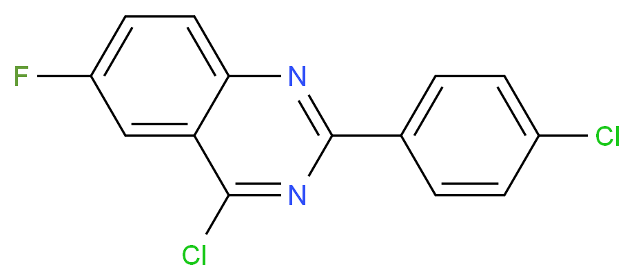 4-CHLORO-2-(4-CHLORO-PHENYL)-6-FLUORO-QUINAZOLINE_分子结构_CAS_885277-63-4)