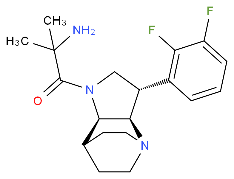 1-[(2R*,3S*,6R*)-3-(2,3-difluorophenyl)-1,5-diazatricyclo[5.2.2.0~2,6~]undec-5-yl]-2-methyl-1-oxo-2-propanamine_分子结构_CAS_)