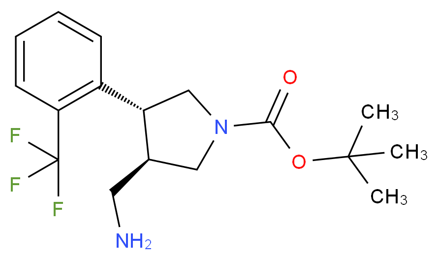 tert-butyl (3R,4R)-3-(aminomethyl)-4-[2-(trifluoromethyl)phenyl]pyrrolidine-1-carboxylate_分子结构_CAS_1260594-99-7