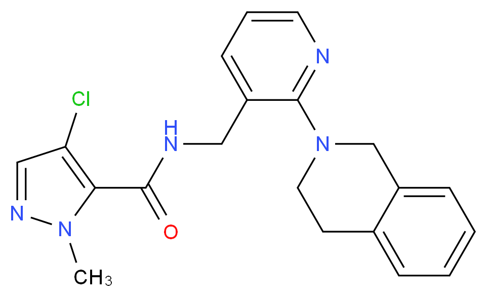 4-chloro-N-{[2-(3,4-dihydroisoquinolin-2(1H)-yl)pyridin-3-yl]methyl}-1-methyl-1H-pyrazole-5-carboxamide_分子结构_CAS_)