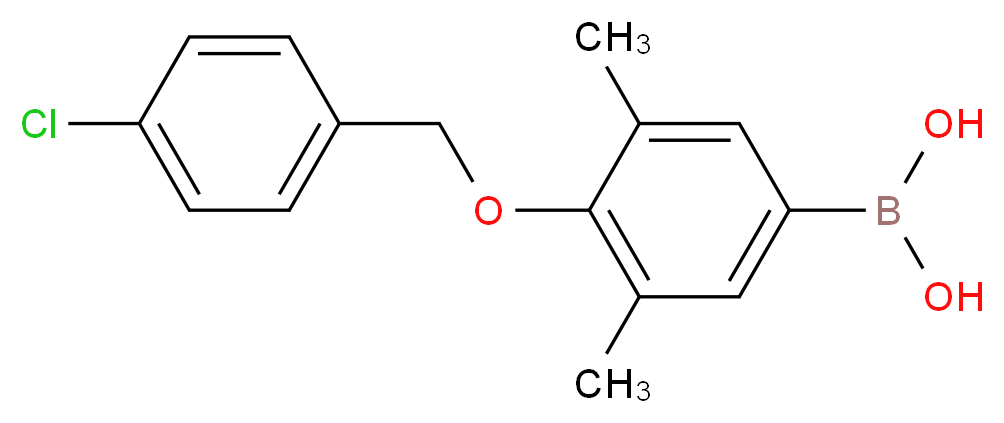 4-(4′-氯苄氧基)-3,5-二甲基苯基硼酸_分子结构_CAS_849062-38-0)