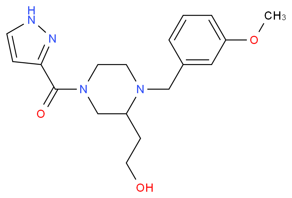 2-[1-(3-methoxybenzyl)-4-(1H-pyrazol-3-ylcarbonyl)-2-piperazinyl]ethanol_分子结构_CAS_)