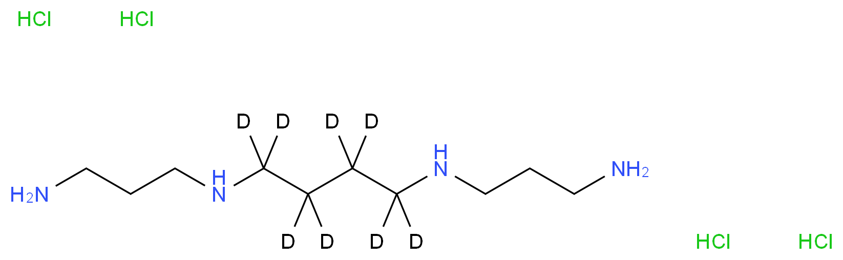 亚精胺-丁烷-d8 四盐酸盐_分子结构_CAS_1173022-85-9)