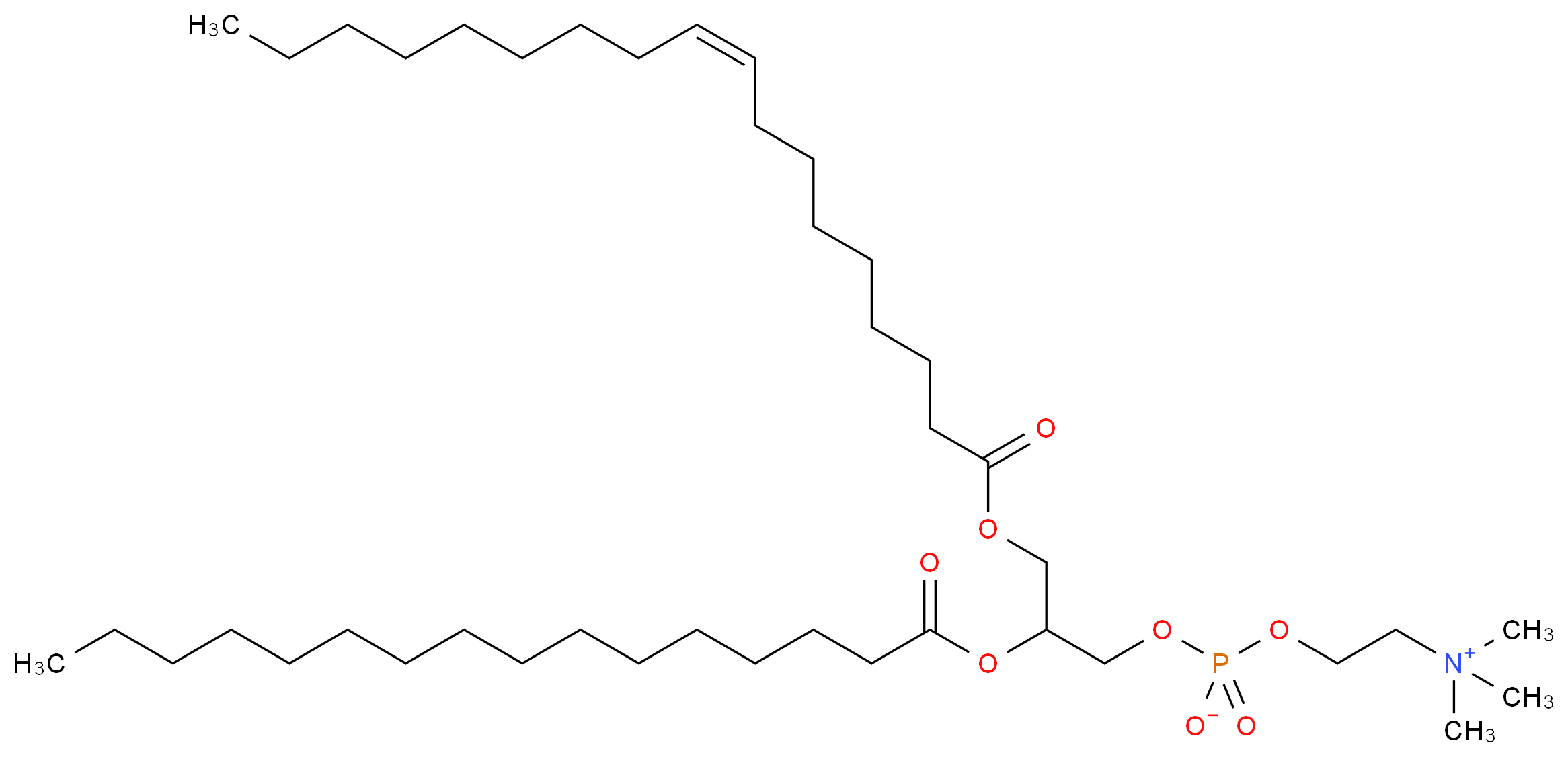(2-{[2-(hexadecanoyloxy)-3-[(9Z)-octadec-9-enoyloxy]propyl phosphonato]oxy}ethyl)trimethylazanium_分子结构_CAS_59491-62-2