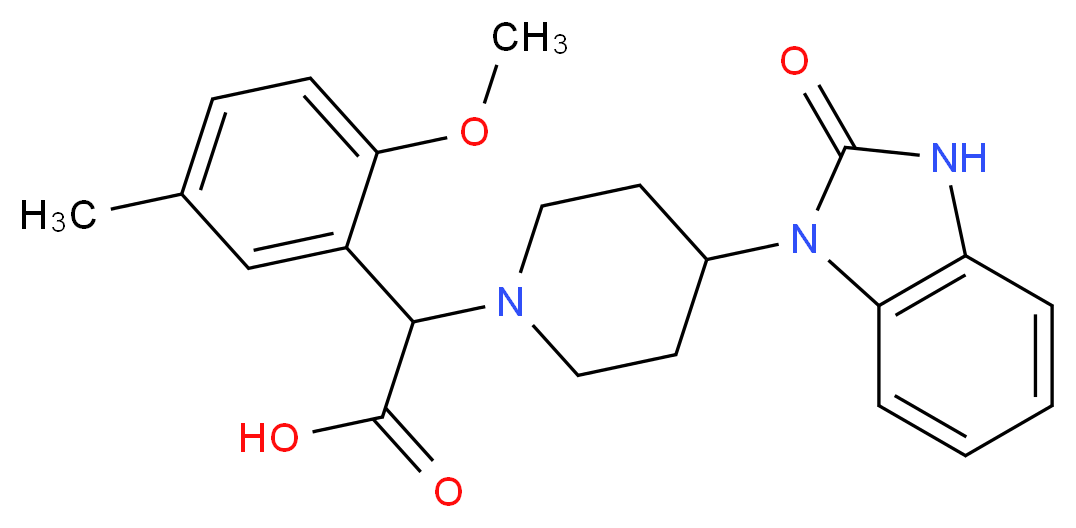 (2-methoxy-5-methylphenyl)[4-(2-oxo-2,3-dihydro-1H-benzimidazol-1-yl)piperidin-1-yl]acetic acid_分子结构_CAS_)