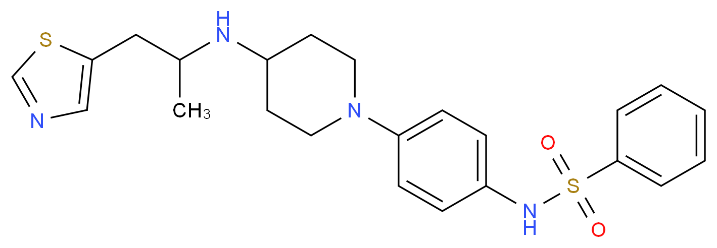 N-[4-(4-{[1-methyl-2-(1,3-thiazol-5-yl)ethyl]amino}-1-piperidinyl)phenyl]benzenesulfonamide_分子结构_CAS_)