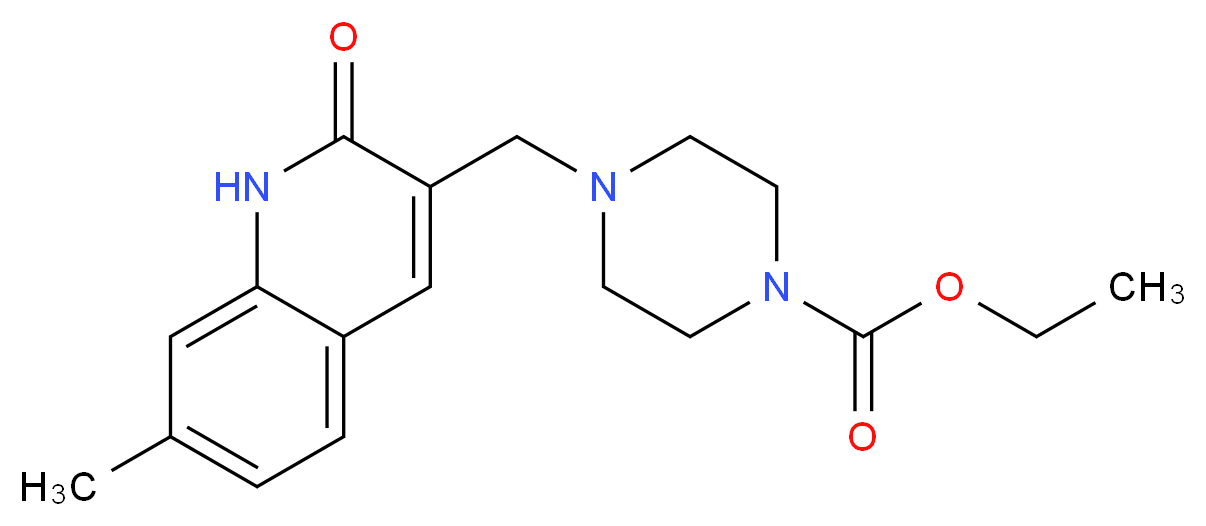 ethyl 4-[(7-methyl-2-oxo-1,2-dihydroquinolin-3-yl)methyl]piperazine-1-carboxylate_分子结构_CAS_)