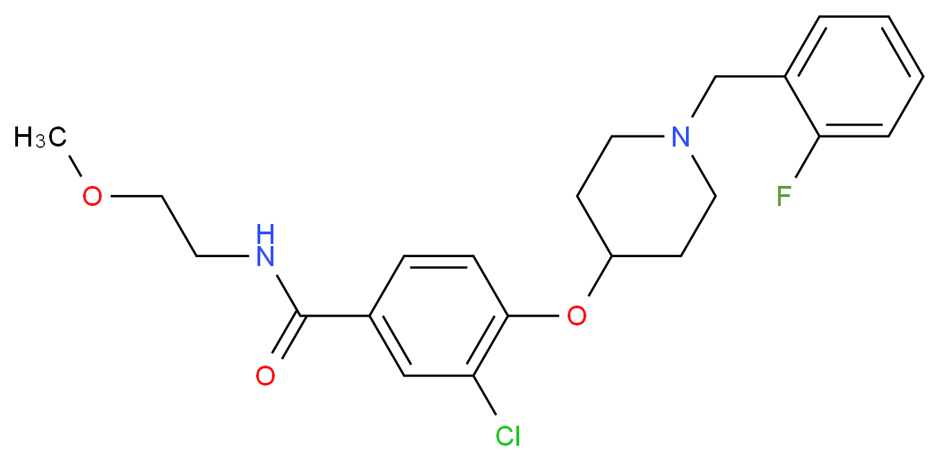 3-chloro-4-{[1-(2-fluorobenzyl)-4-piperidinyl]oxy}-N-(2-methoxyethyl)benzamide_分子结构_CAS_)
